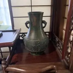銅製 端薄 花器 生花 華道 金属工芸 工芸品 アンティーク 骨董品