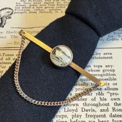 チェーン付き風景ビンテージ紳士アンティーク昭和ピンズ小物ネクタイピン金マネークリ