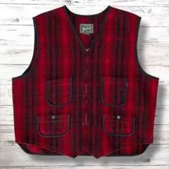 ウールリッチ woolrich ベスト チェック 赤黒 XL 1832