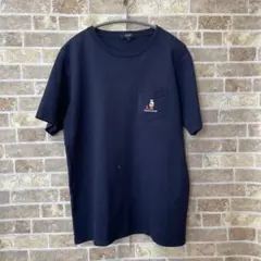BEAMS HEART タキビ ベアー ポケット Tシャツ ネイビー Lサイズ