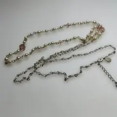 パールとピンクビーズのネックレス