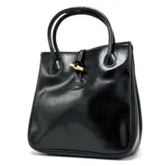LONGCHAMP ハンドバッグ ロゾ ロゴ パテントレザー ブラックのサムネイル