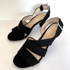 美品♡ZARA サンダル 36 靴 スエード ブラックヒール 調整可能