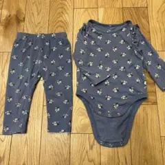 ベビーギャップ ロンパース ボディスーツ セットアップ 花柄 水色 80cm