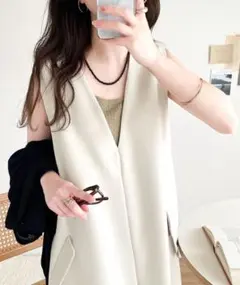 classicalelf ポケット付 Vネック ワンピース(ロング丈)