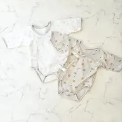 【美品】日本製 バースデイ 新生児長袖肌着 コンビ肌着2枚 キルト肌着