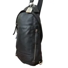 【美品】コーチ　トンプソン シボ革 レザー ボディーバック　ブラック