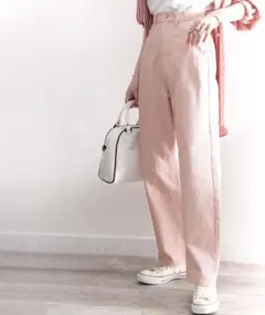 ゆったりハイウエストワイドストレート無地デニムパンツ　classicalelf