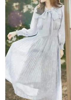 【未使用】tocco closet ボウタイリボン付きヨークフリルワンピース