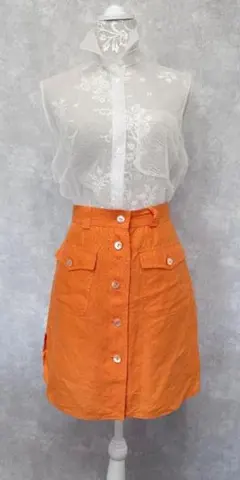 MaxMara WEEKEND LINE　リネン100％ オレンジスカート４０のサムネイル