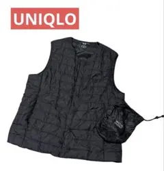 ユニクロ ノーカラー WARM PADDED 中綿ベスト 保存袋付き