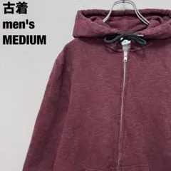 헌 옷 C&A 파커 무지 지퍼 업 심플 뒤 기모 붉은 보라색 엔지 M