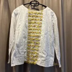 値下げしました　JEAN NASSAUS 刺繍入りホワイト長袖トップス