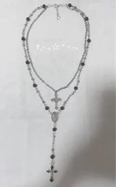 ハンドメイドアクセサリー ビーズネックレス フェアリーグランジ y2k ロザリオ