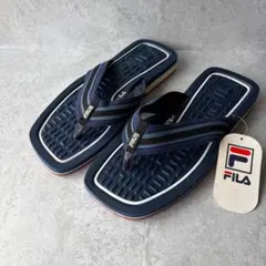 【新品タグ付✨】FILA 希少 スクエア ビーチサンダル 紺 Lサイズのサムネイル