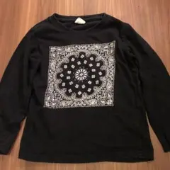 dev!rock　キッズロンT　子供用ロンT　長袖Tシャツ 黒　　バンダナ柄