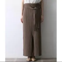 アーバンリサーチ　リブ編み　ニット　タイト　ロング　スカート　リボン付き