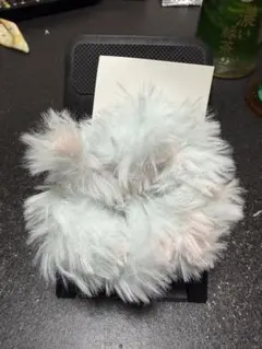 水色 ピンク ファー ヘアゴム シュシュ