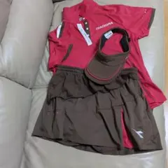 DIADORA テニスウェアセット 赤/茶色　Lサイズ