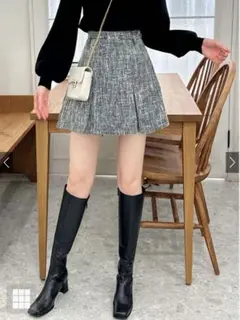 インパンベルト付きボックスプリーツミニスカート　[tu456]