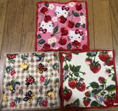 フェイラーハンカチ3枚セット（限定キティ、ハイジチェック、ストロベリー)
