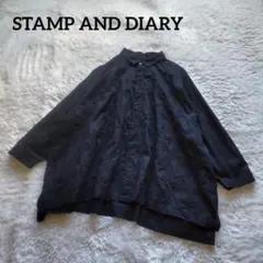 スタンプ アンド ダイアリー シャツ 刺繍 黒 比翼ボタン 洗えるのサムネイル