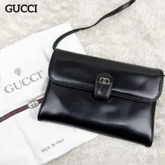 【美品】オールドグッチ オールレザー インターロッキング ショルダーバッグ