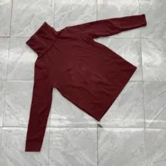 MAOWAO カットソー 長袖 裏起毛 ハイネック ワインレッド 無地 Mサイズ