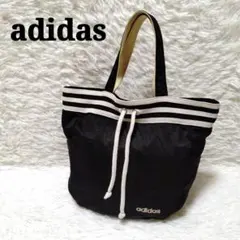 adidas アディダス ハンドバッグ 巾着 刺繍ロゴ ブラック ホワイト