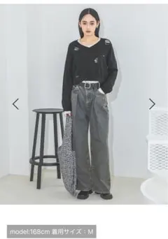 ジーナシス　タックワイドデニムパンツ　S