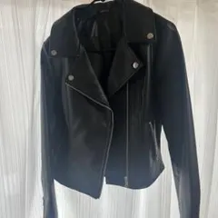 ブラックライダースジャケット レディース