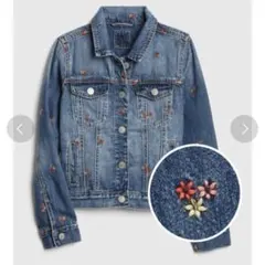 美品 gapkids 小花刺繍デニムジャケット 140