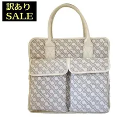 【訳あり】ゲラルディーニ トートバッグ ベージュ系 ハンドバッグ ロゴ総柄