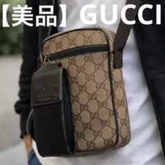 GUCCI グッチ　ショルダーバッグ　サコッシュ　キャンバス　ブラウン