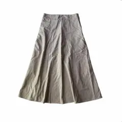 ジーユー GU フレアロングスカート XL ベージュ リネンブレンド 裏地付