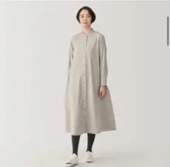 無印良品 両面起毛 長袖ワンピース　婦人Ｓ　ベージュチェック