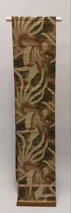 博物館級】極美品 アンティーク丸帯 正絹 金茶地 壮麗 鳳凰・桐松文様 