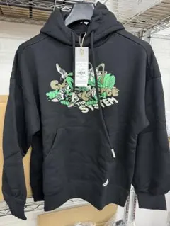 adidas グラフィックプリント パーカー M ブラック