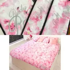 Rady♡新品✨️ パステルフラワー 花柄ベッドカバー＋ピロケース2個セットのサムネイル