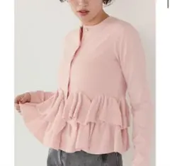 ☆フリルヘムニットカーディガン ライトピンク Lサイズ☆