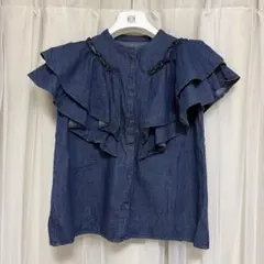 GRL ダブルフリルデニムブラウス tu410
