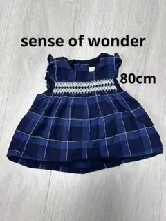 sense of wonder チェック柄　チュニック　ワンピース　 ネイビー