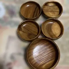 木製丸皿5点セット　天然木