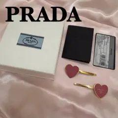 新品未使用品 PRADA ハート型ヘアピン ピンク ゴールドのサムネイル