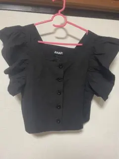 ANAP ブラック フリル袖 トップス