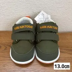 男の子　男児　ベビー　キッズ　スニーカー　靴　13㎝　星　スター　カーキ