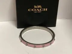 美品コーチCOACH スタッズ付きピンクバングル本物