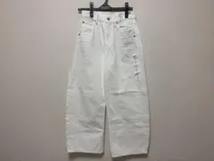 ユニクロ UNIQLO バギーカーブジーンズ 丈短め ホワイト デニム 22