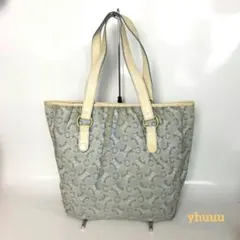 CELINE セリーヌ Cマカダム トートバッグ キャンバス レザー ブルー