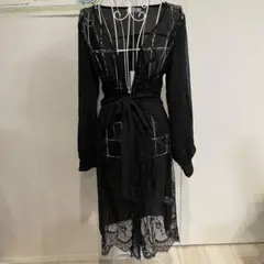 Delyle Noir ブラックレースロングカーディガンのサムネイル